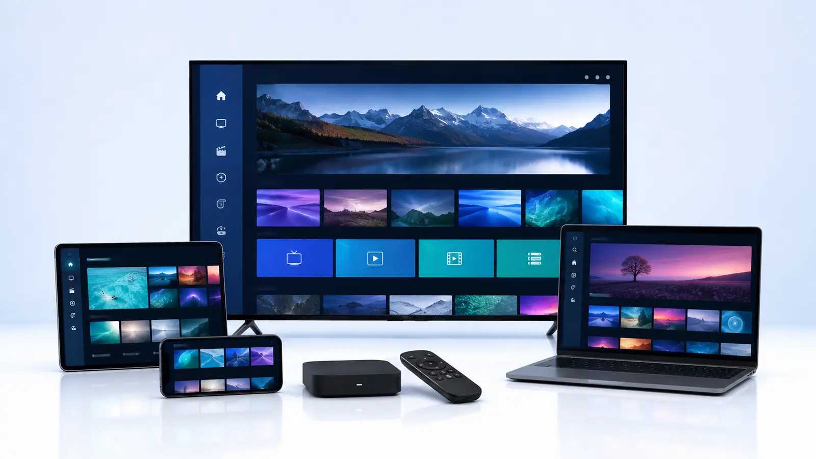 Compatible IPTV devices for television, mobile and desktop viewing